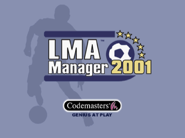 LMA Manager 2002 title screen for Playstation